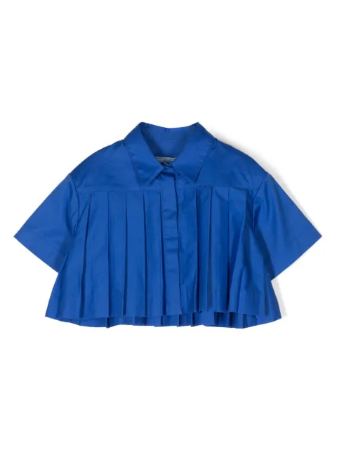 Mi Mi Sol pleat-design cropped shirt