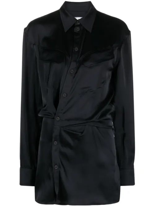 Robe-chemise asymétrique à fronces - Off-White - Modalova