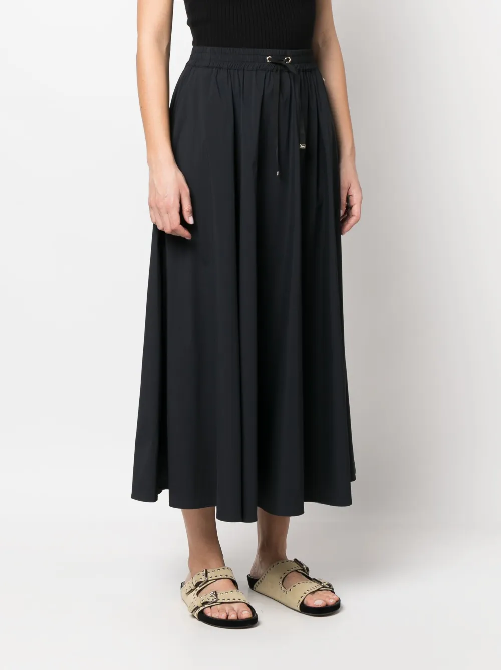 Herno Black Skirt With Elastic Drawstring Waist In Black