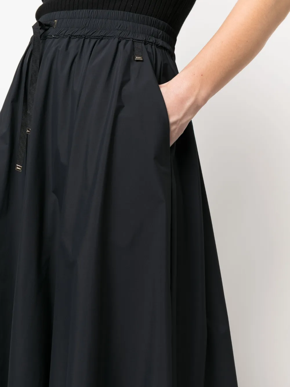 Herno Black Skirt With Elastic Drawstring Waist In Black