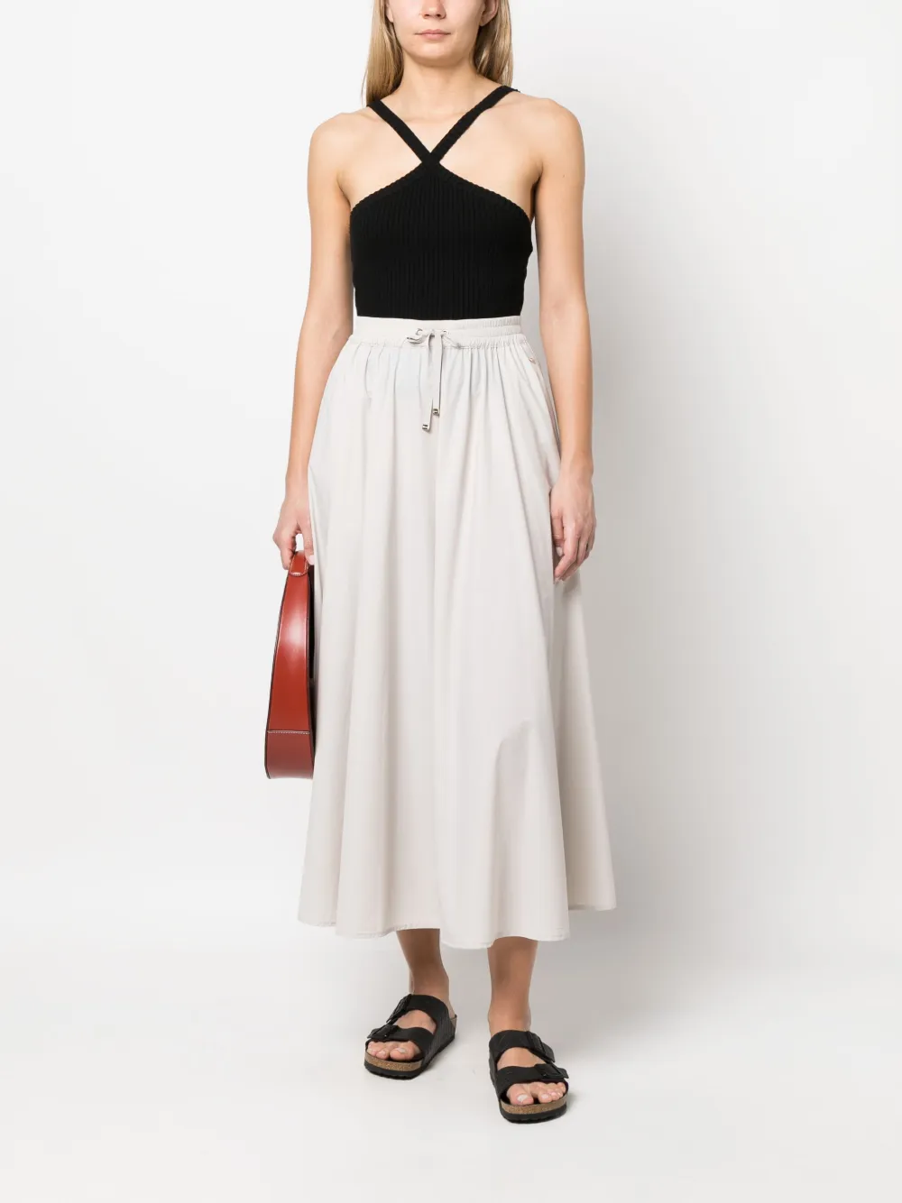 Herno Maxi-rok met trekkoordtaille - Beige
