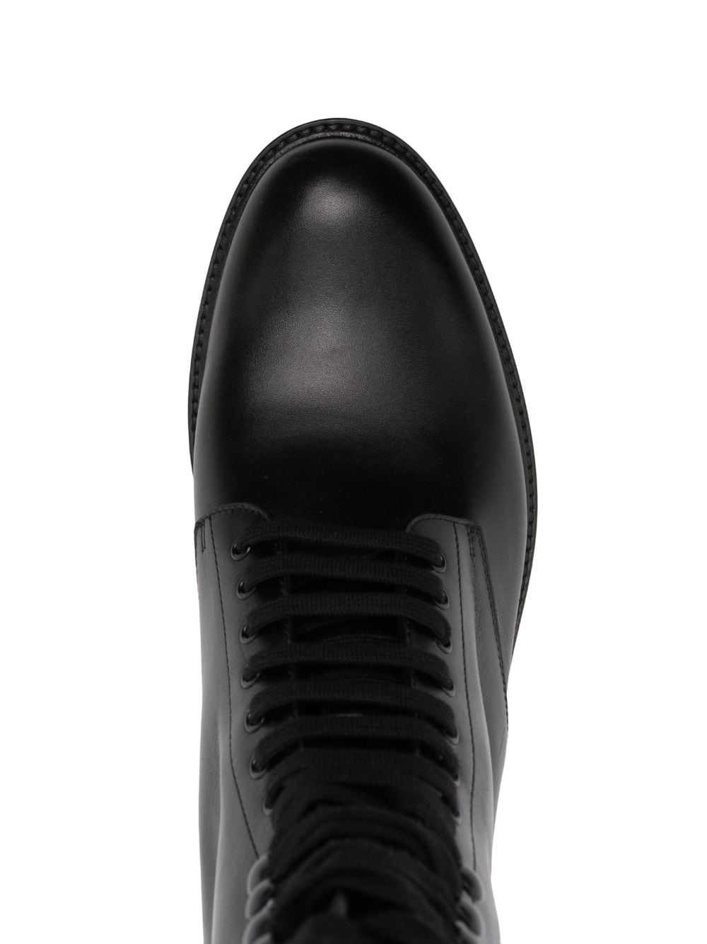 Shop Saint Laurent Lace-up 35mm Leather Boots In Schwarz