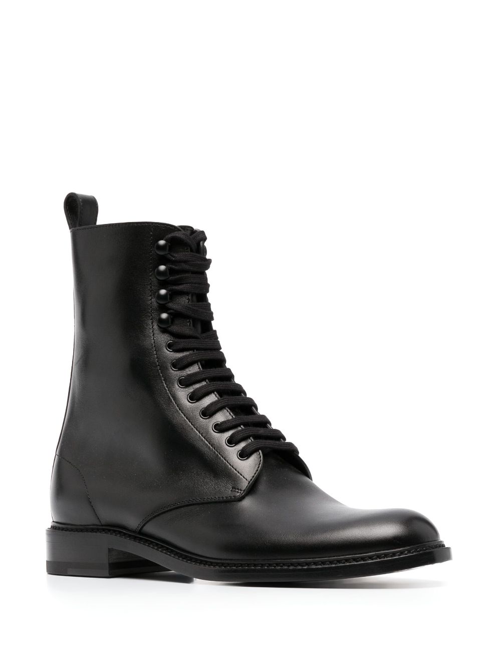 Shop Saint Laurent Lace-up 35mm Leather Boots In Schwarz