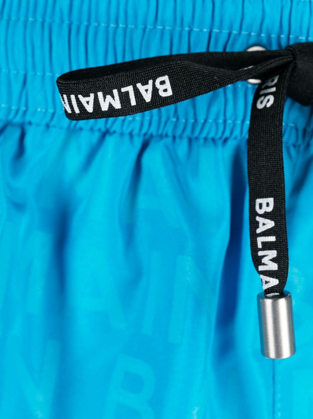 Shop Balmain Logo-print Drawstring Swim Shorts In Blau