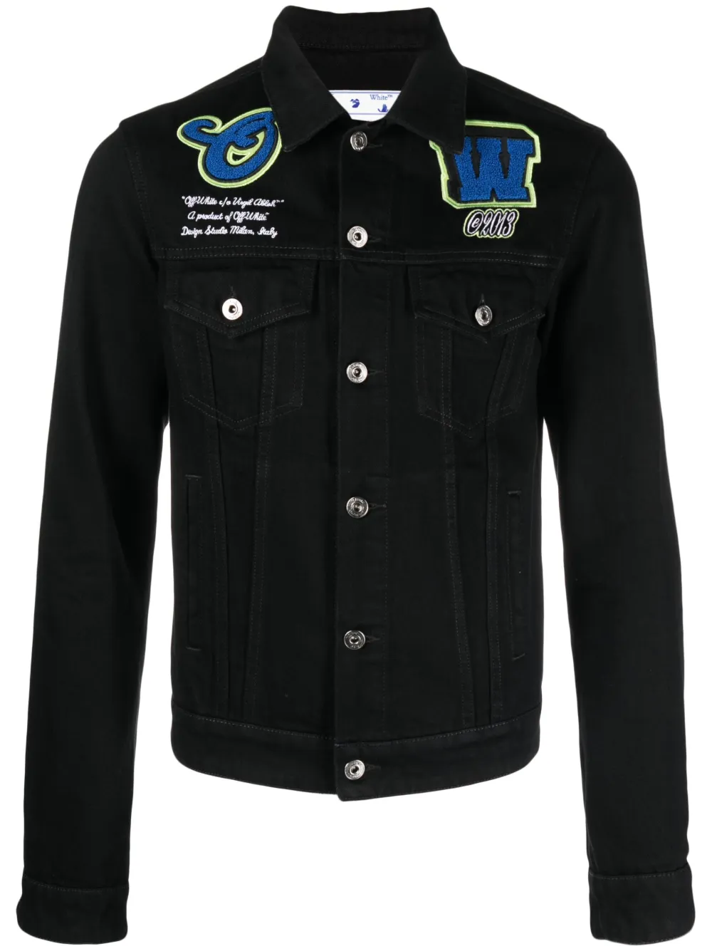 Off White Logo appliqu Denim Jacket Farfetch