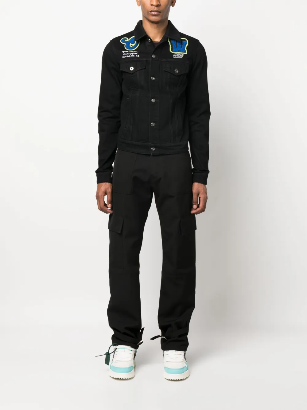 Off White Logo appliqu Denim Jacket Farfetch