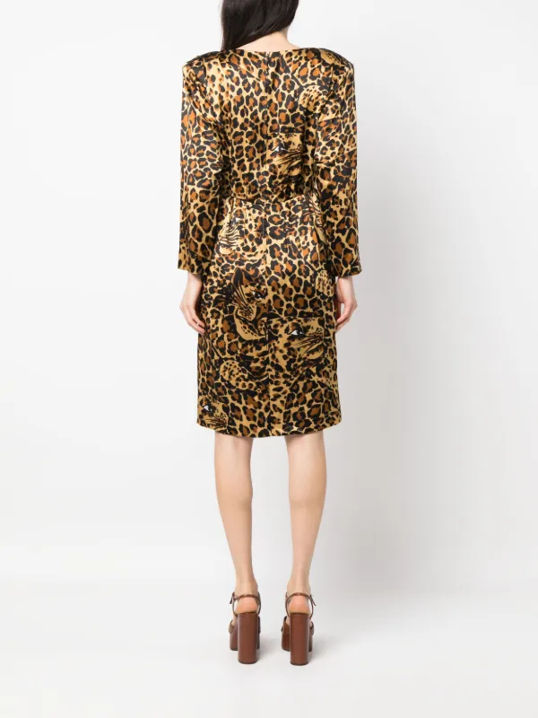 Saint Laurent Pre Owned 1980s Leopard Print Silk Dress Farfetch