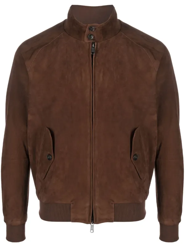 Baracuta G9 Harrington Panelled Suede Jacket Brown FARFETCH TR