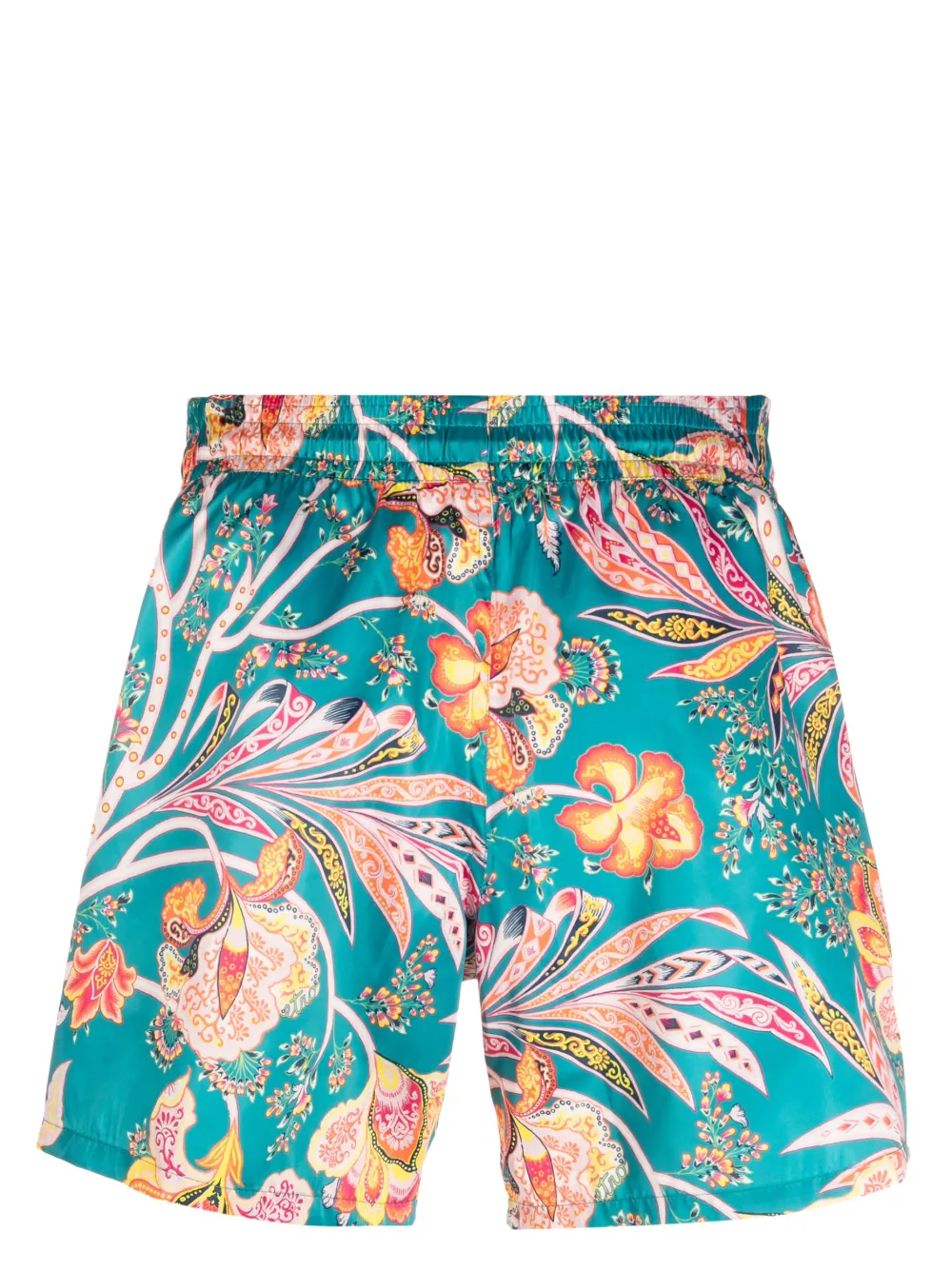 Shop Etro Flower-print Swim Shorts In Blue