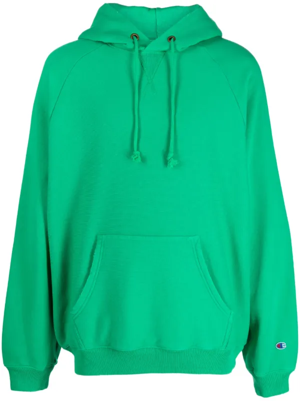 Champion logo-patch Drawstring Hoodie Green FARFETCH NZ