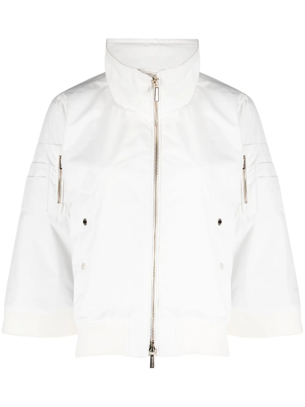 Moorer Zip-up Denim Jacket In White
