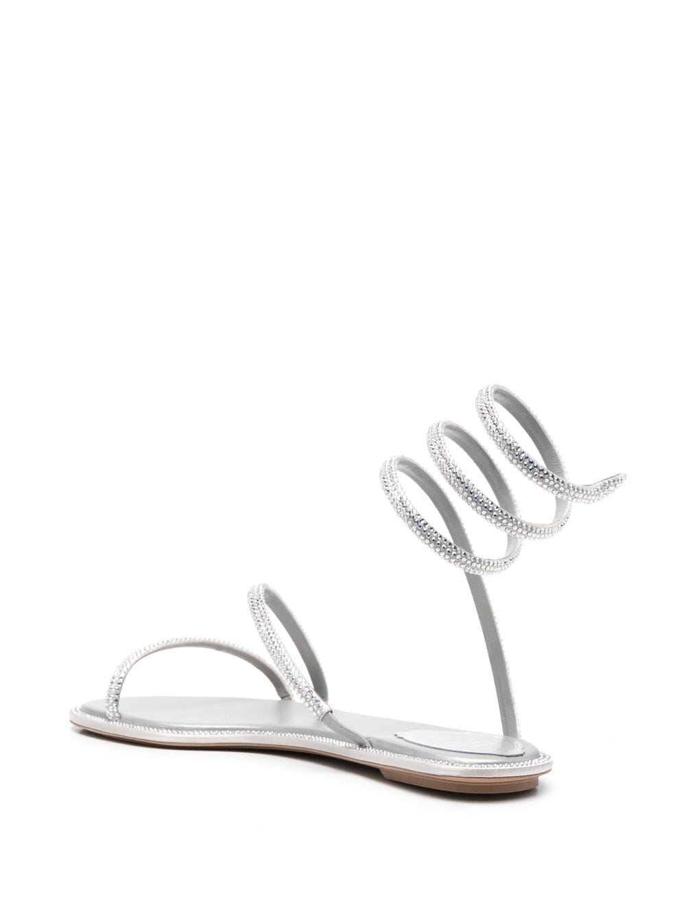 Shop René Caovilla Crystal-embellished Flat Sandals In Grey