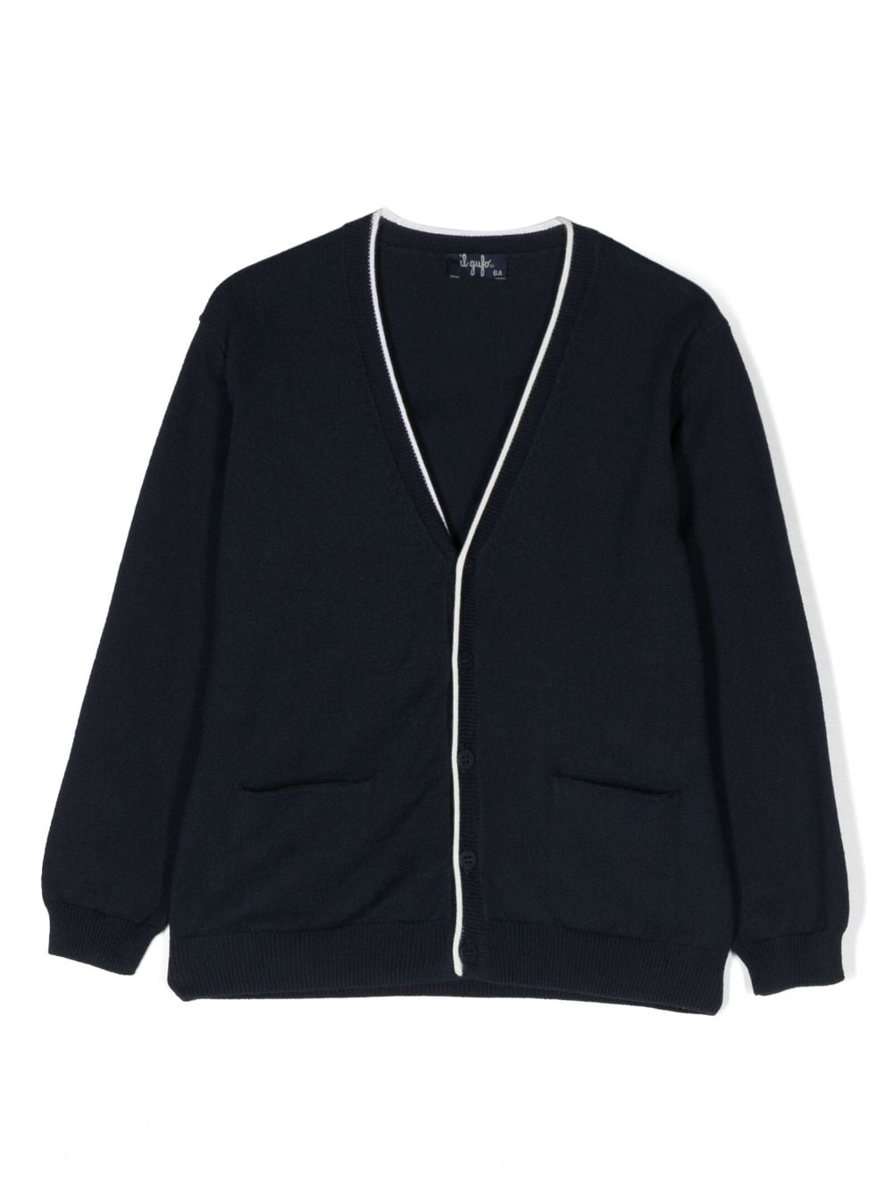 Il Gufo Piped-trim V-neck Cardigan In Blau