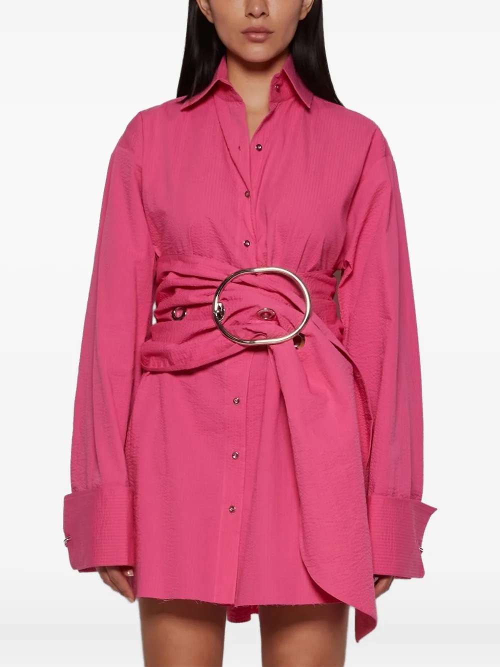 Marques' Almeida Cotton Shirt Midi Dress In Pink