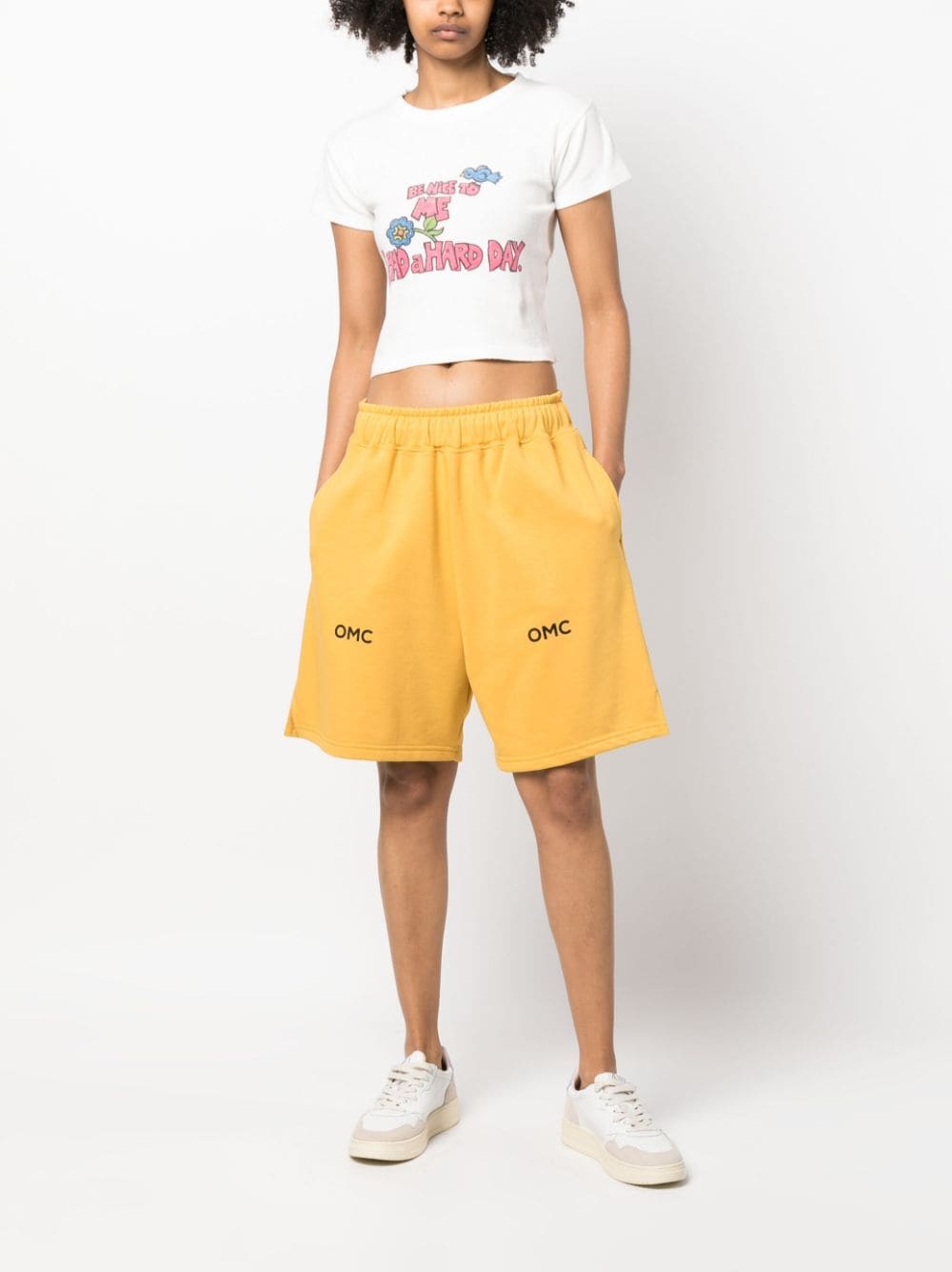Shop Omc Logo-print Track Shorts In Yellow
