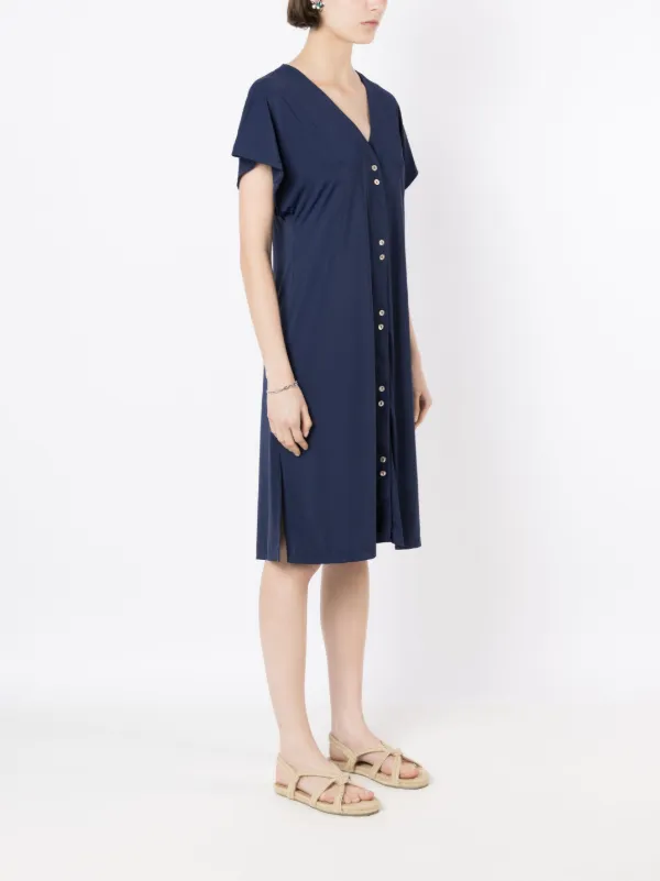Lygia Nanny Robe mi-longue Artemis à Boutons Pression Bleu