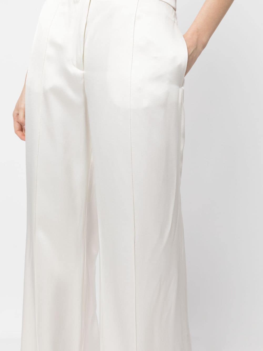 Shop Sa Su Phi High-waisted Wide-leg Trousers In Weiss