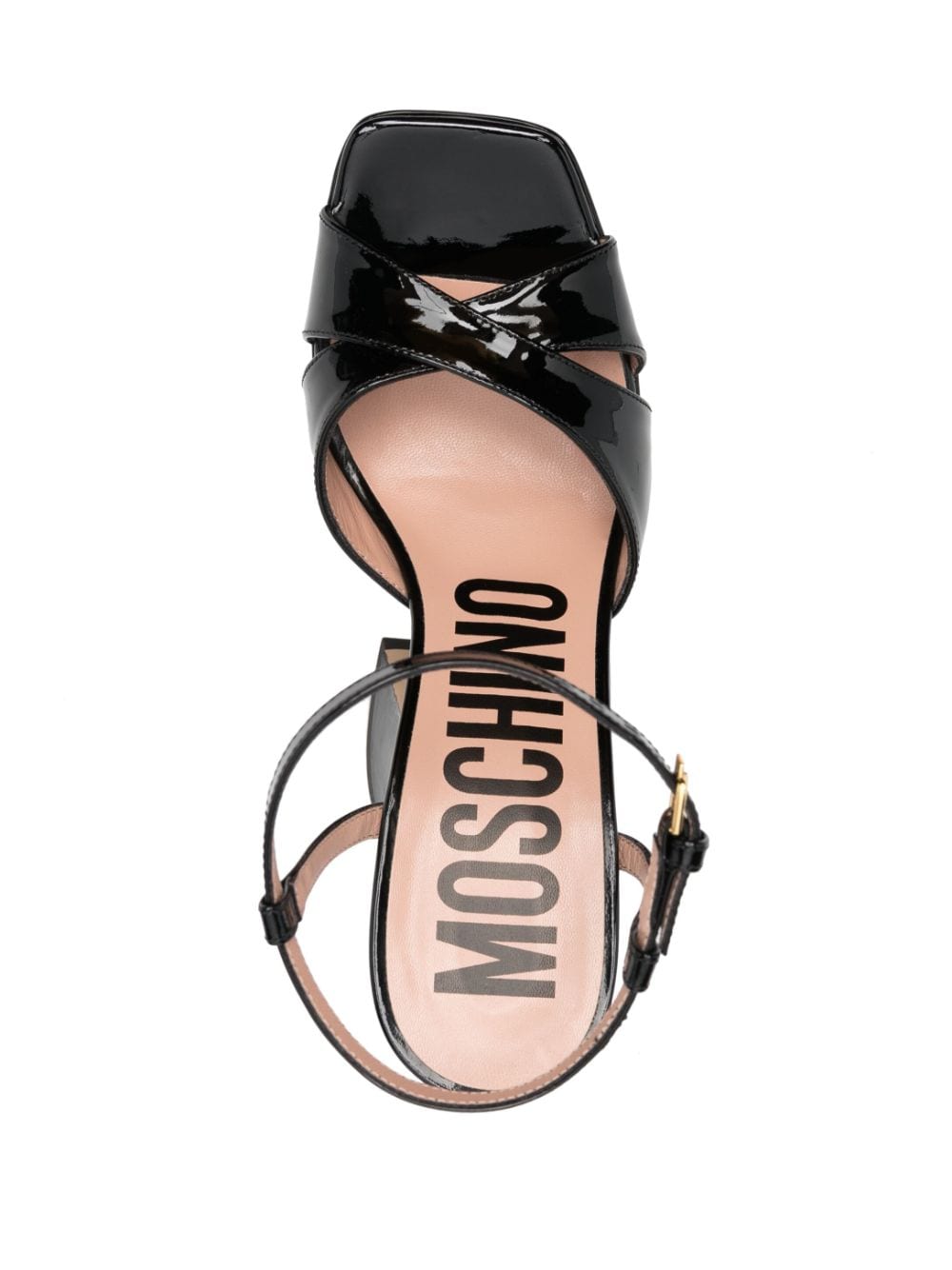 Shop Moschino Patent Leather Platform Sandals In Schwarz