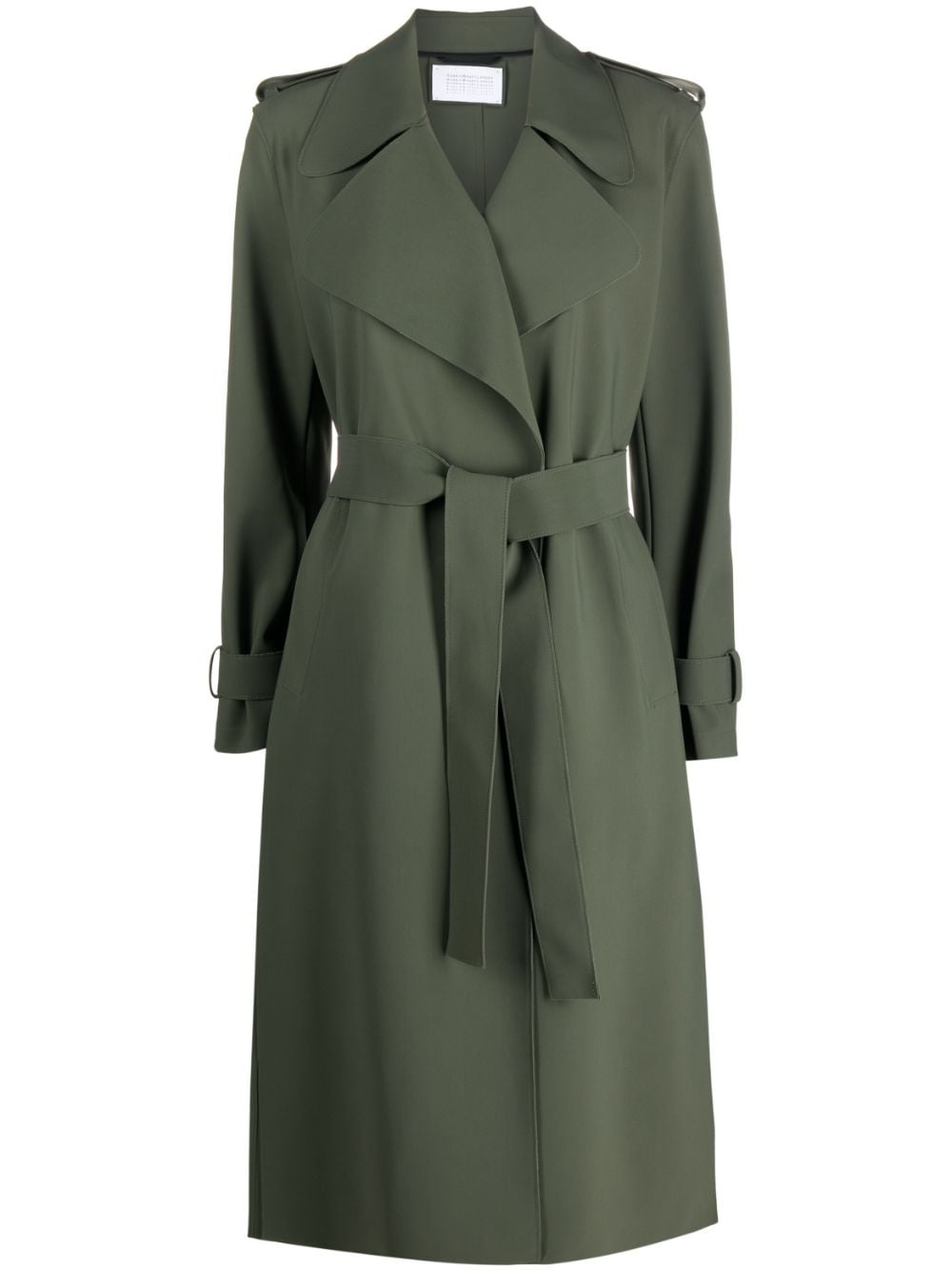 Harris Wharf London Belted Trench Coat In Green | ModeSens