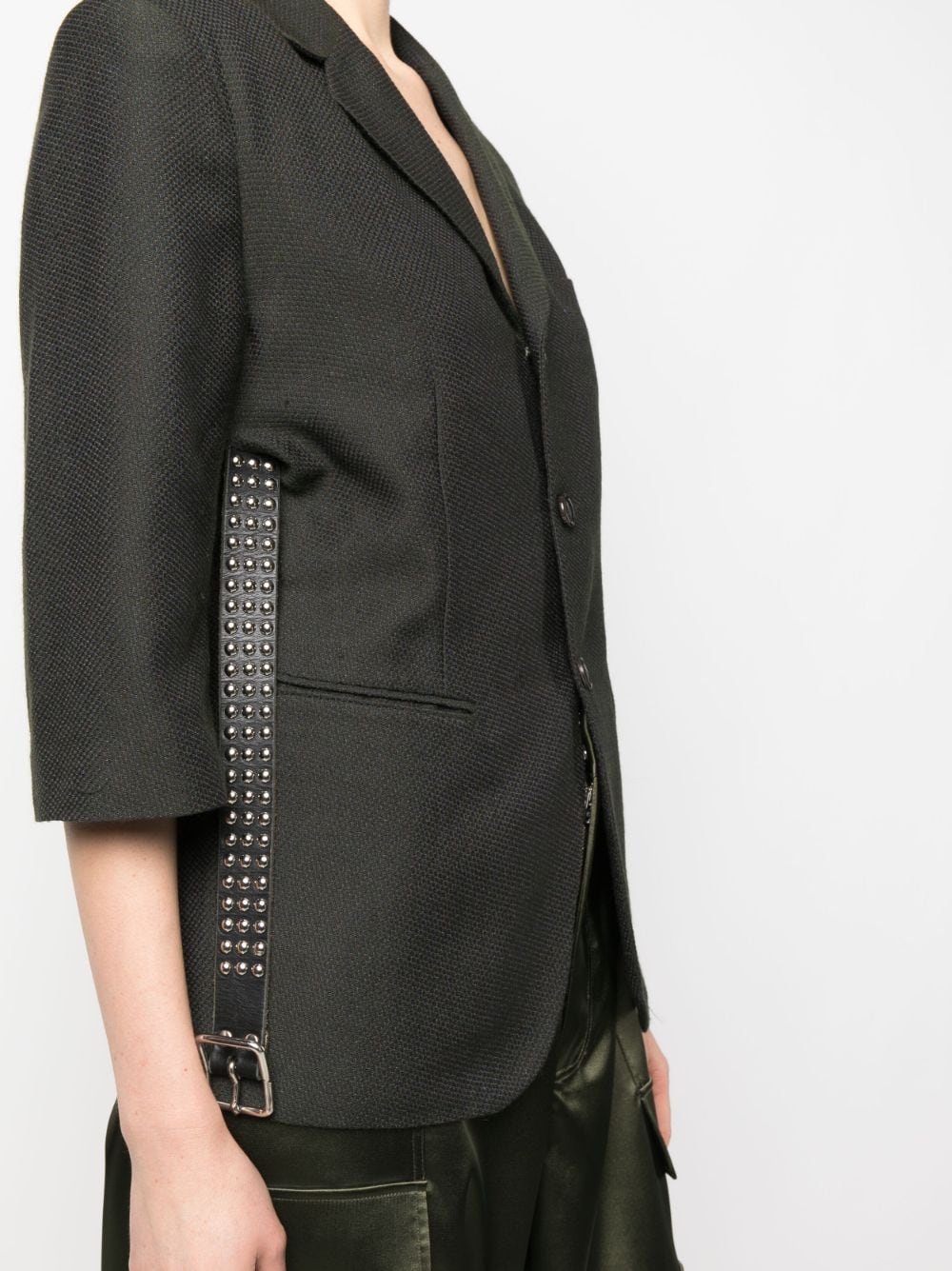 Pre-owned Comme Des Garçons 2010s  Studded Belt Detail Short-sleeved Jacket In Green