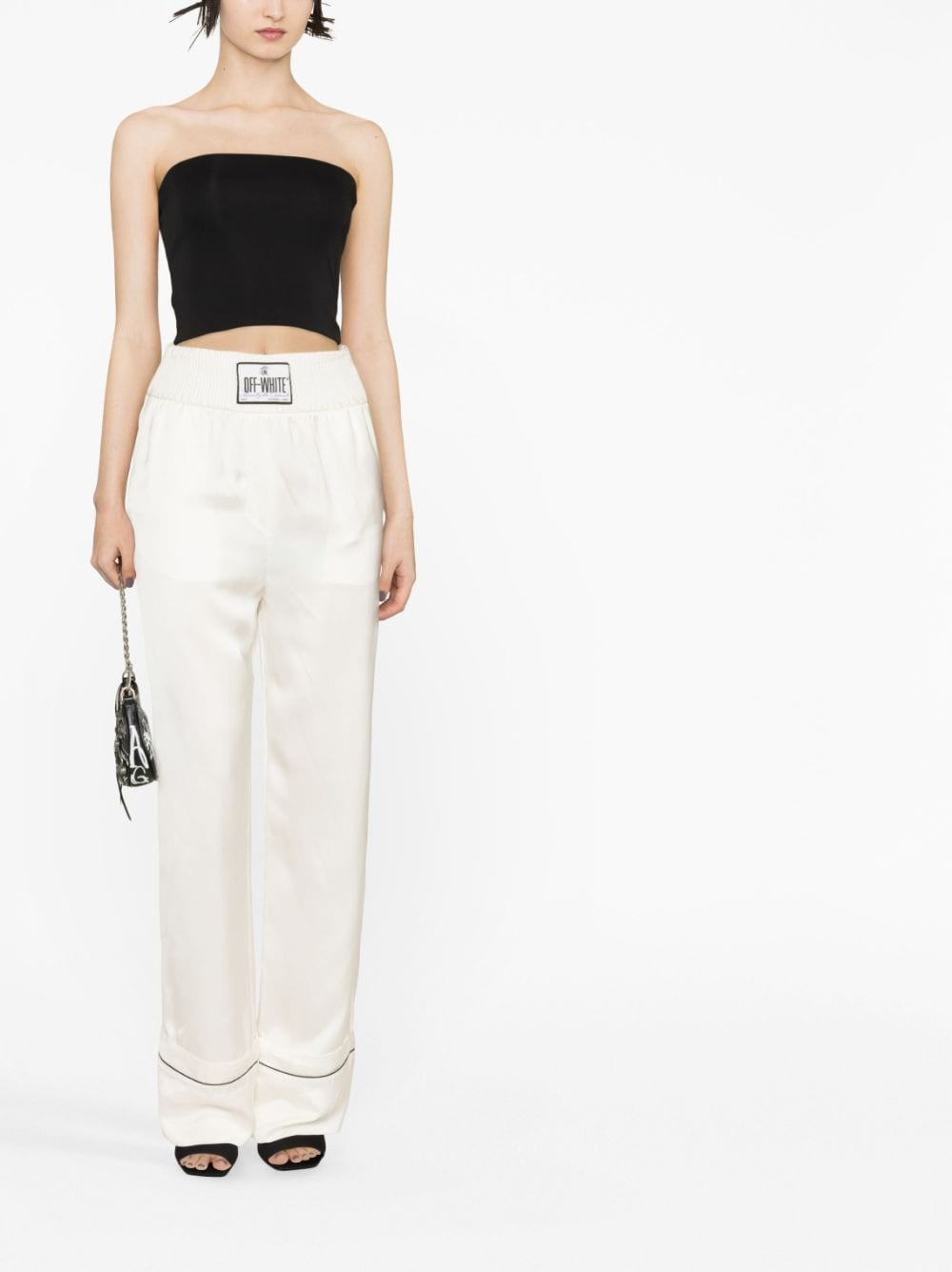 Shop Off-white Logo-patch Elasticated-waist Trousers In Weiss