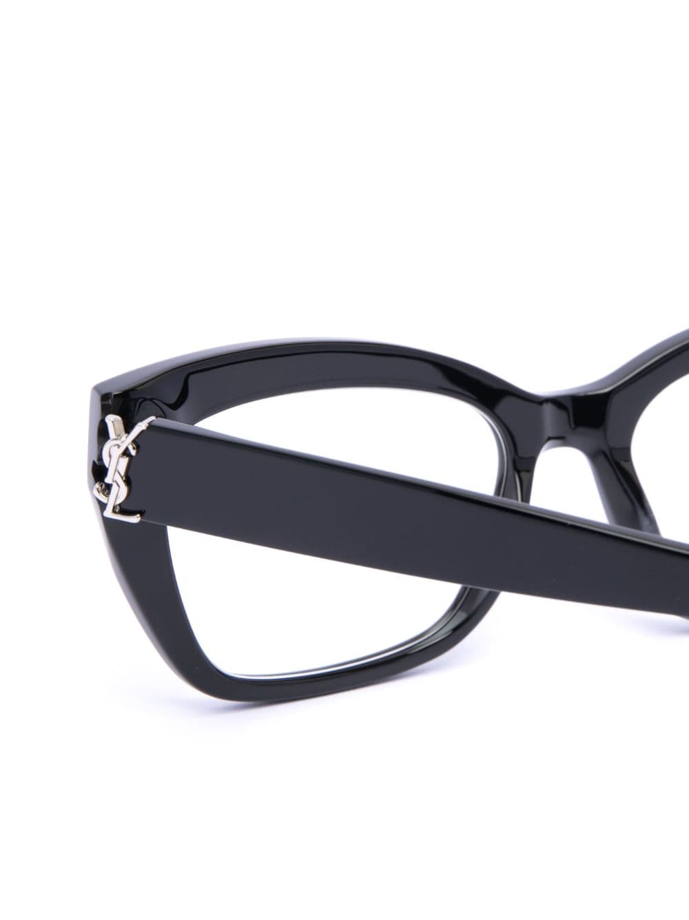 Shop Saint Laurent Logo-plaque Arm Glasses In Schwarz