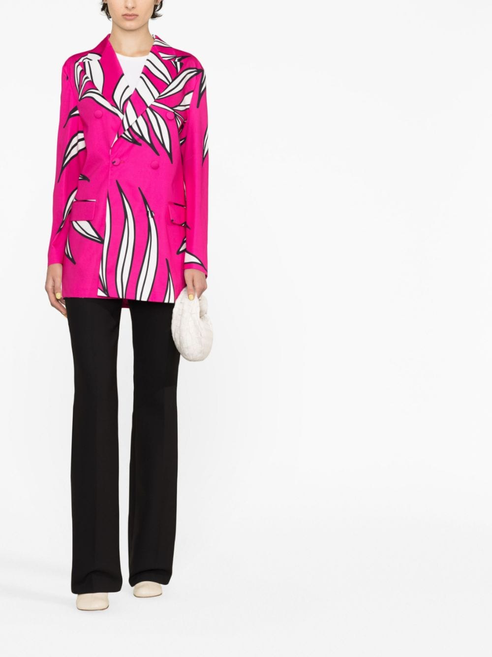 Shop Rochas Floral-print Double-breasted Blazer In Pink