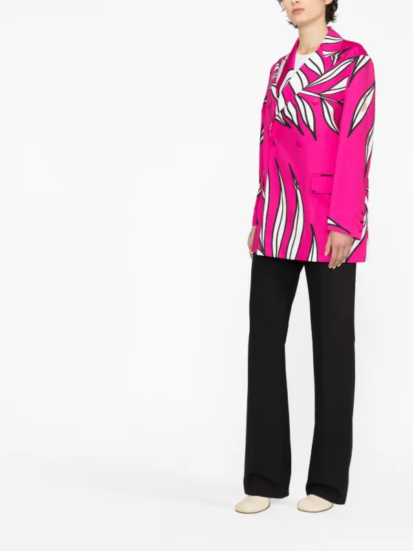 Rochas floral-print double-breasted Blazer | Pink | FARFETCH