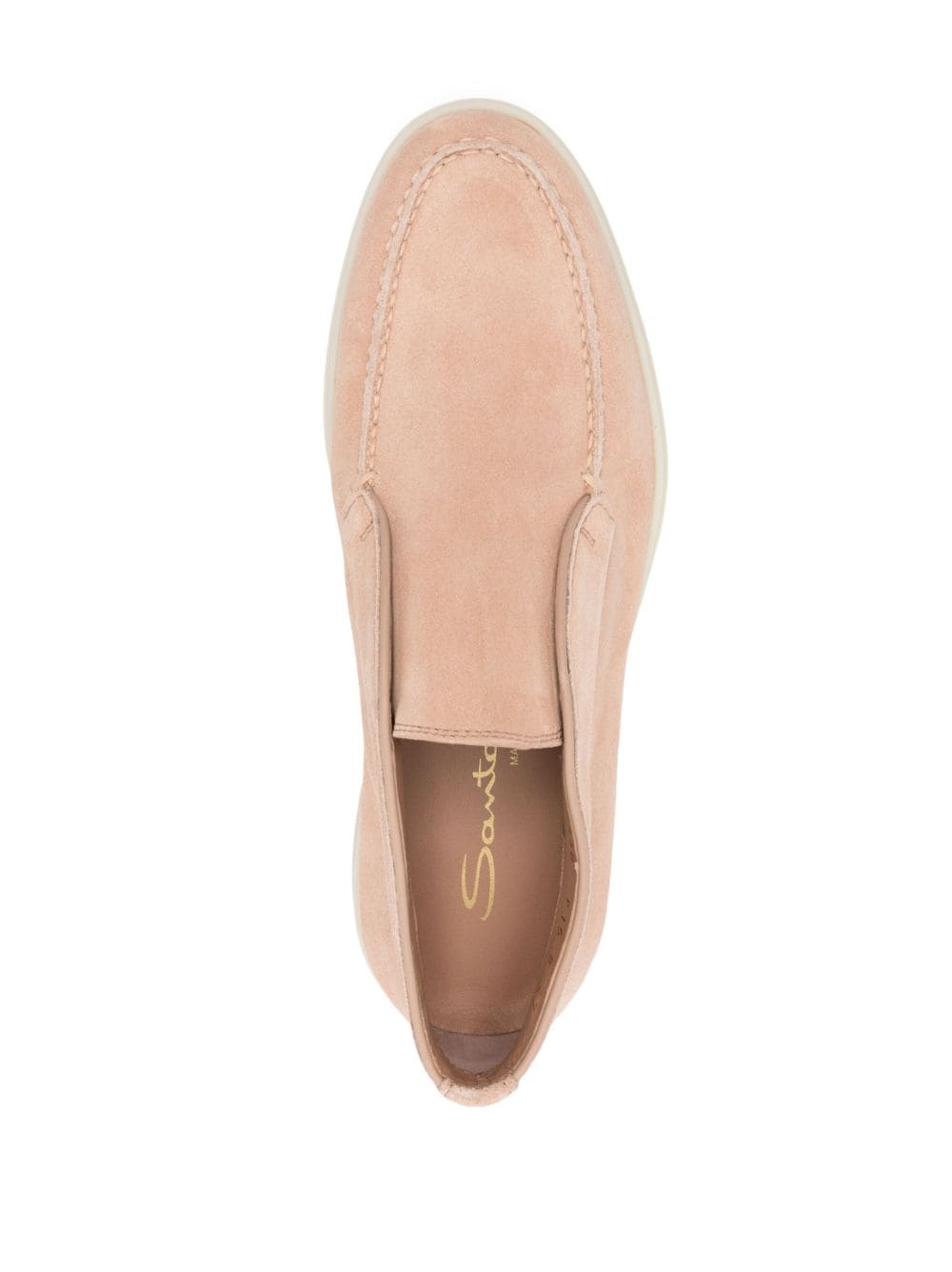 Shop Santoni Suede Ankle Loafers In Nude