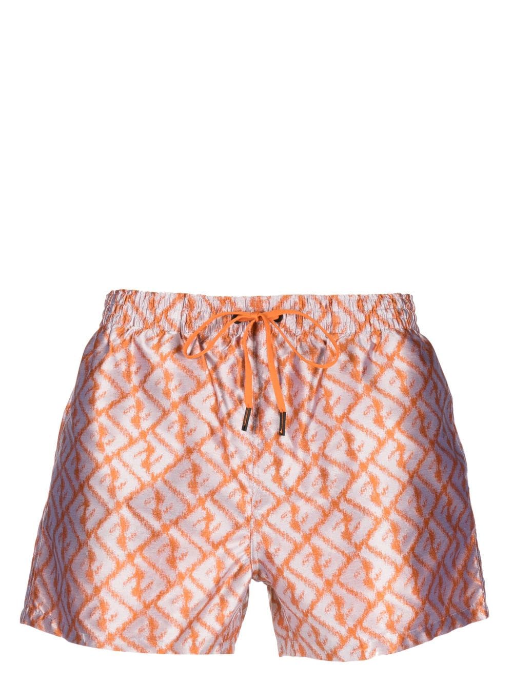 Shop Fendi Blurry Monogram-print Swim Shorts In Grey