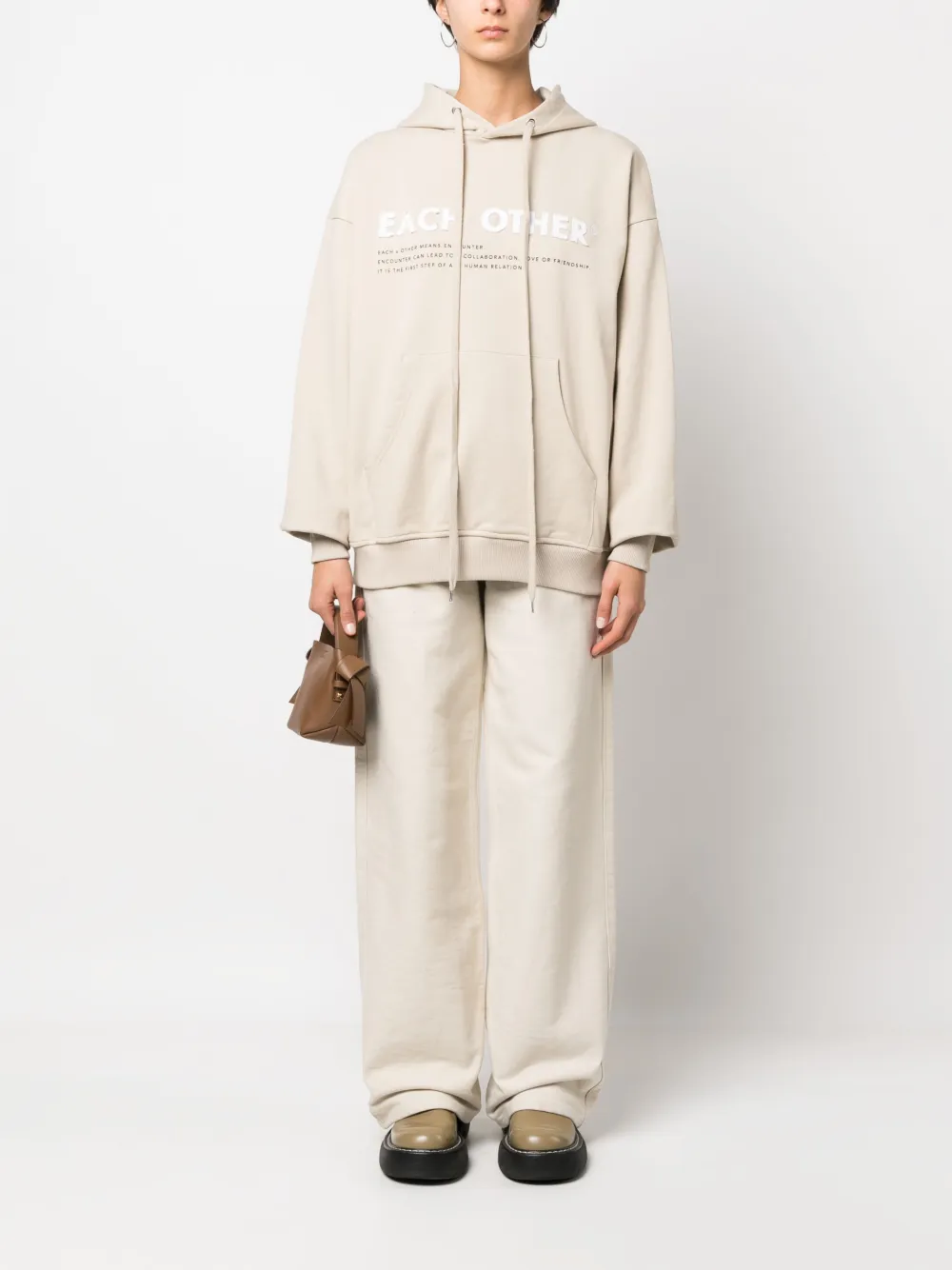 Each X Other Hoodie met logoprint - Beige