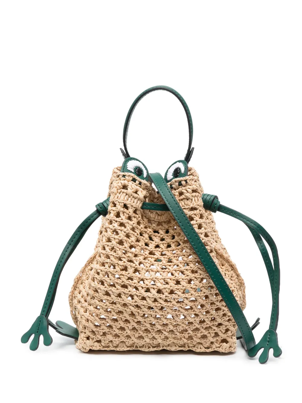 ANYA HINDMARCH FROG RAFFIA CROSSBODY BAG