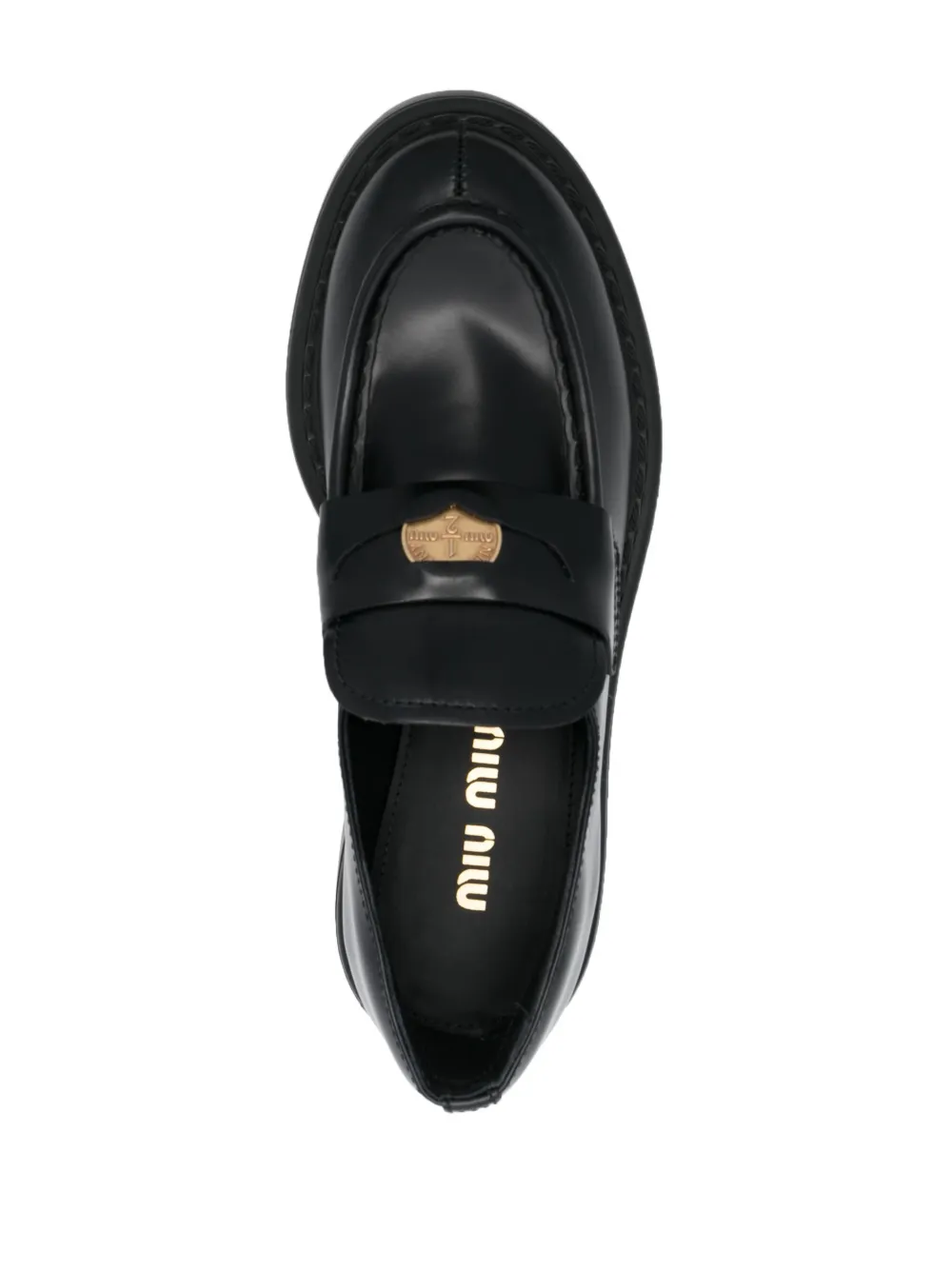 Miu Penny leather loafers Black