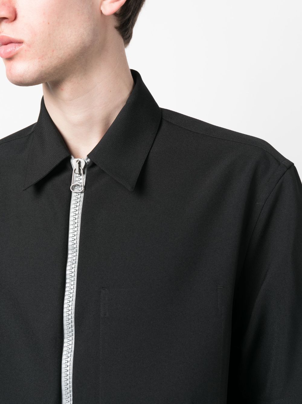 Shop Oamc Ian Short-sleeve Virgin-wool Shirt In Schwarz
