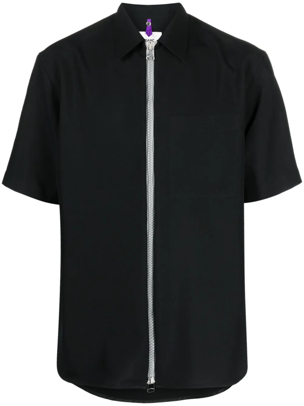 Shop Oamc Ian Short-sleeve Virgin-wool Shirt In Schwarz