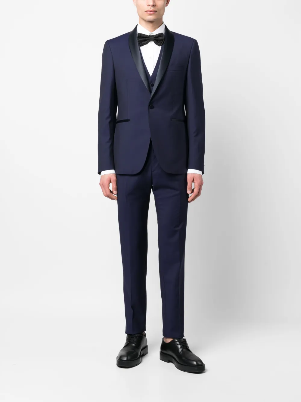 Tagliatore Driedelig pak met satijnen afwerking Blauw