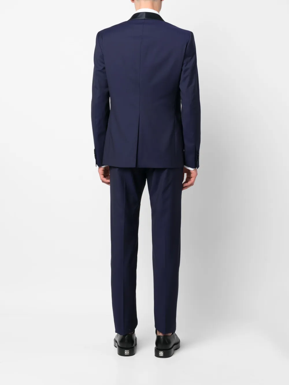 Tagliatore Driedelig pak met satijnen afwerking Blauw
