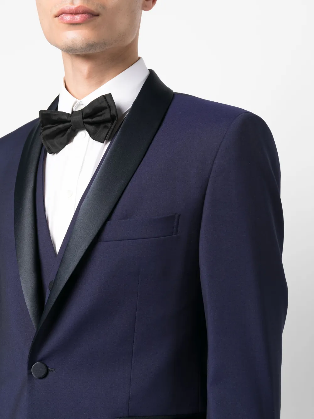 Tagliatore Driedelig pak met satijnen afwerking Blauw