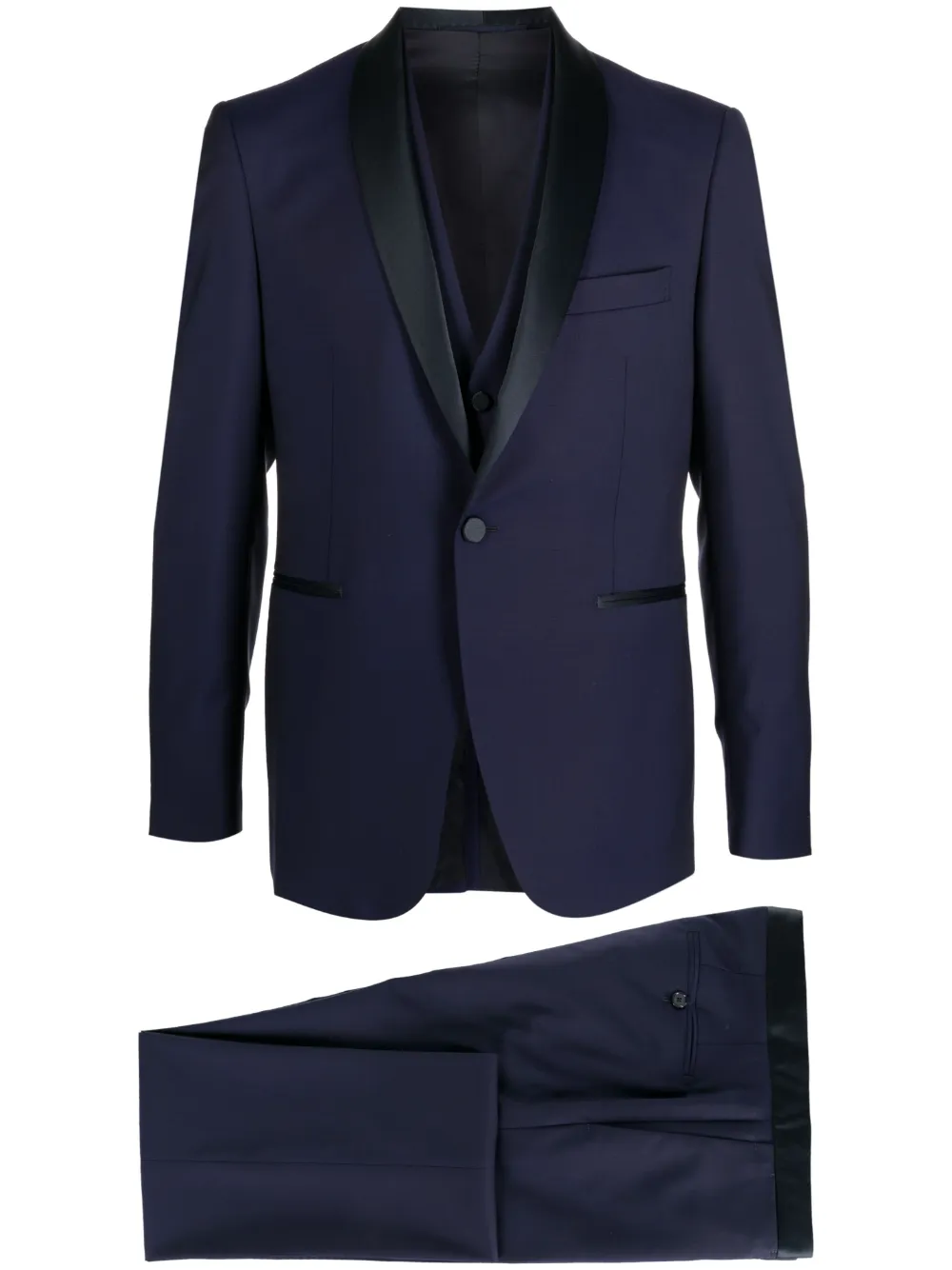Tagliatore Completo tre pezzi con finiture in raso - Blu