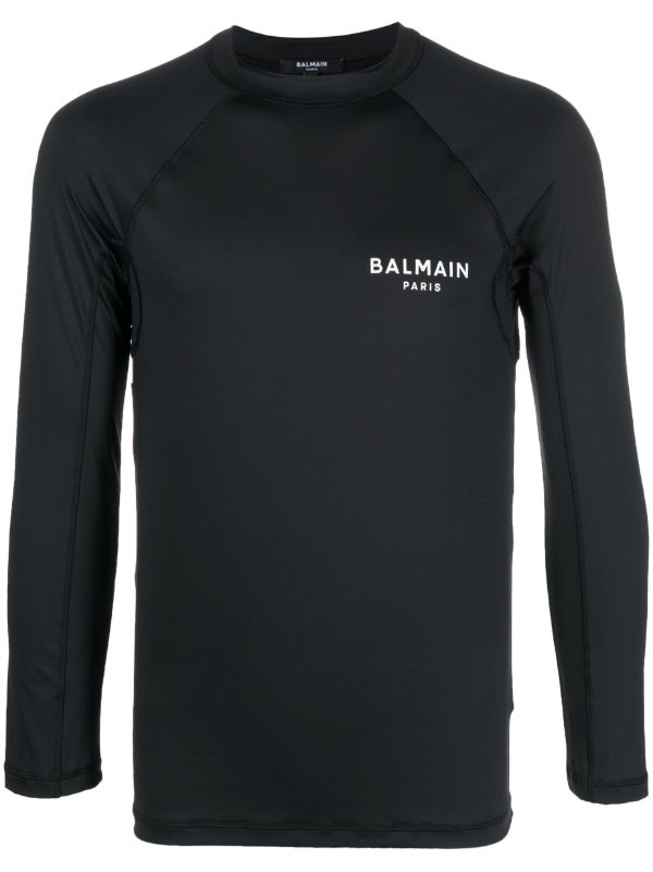 Balmain logo print Slim T shirt Black FARFETCH PL