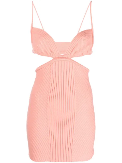 Off-White cut-out ribbed-knit minidress