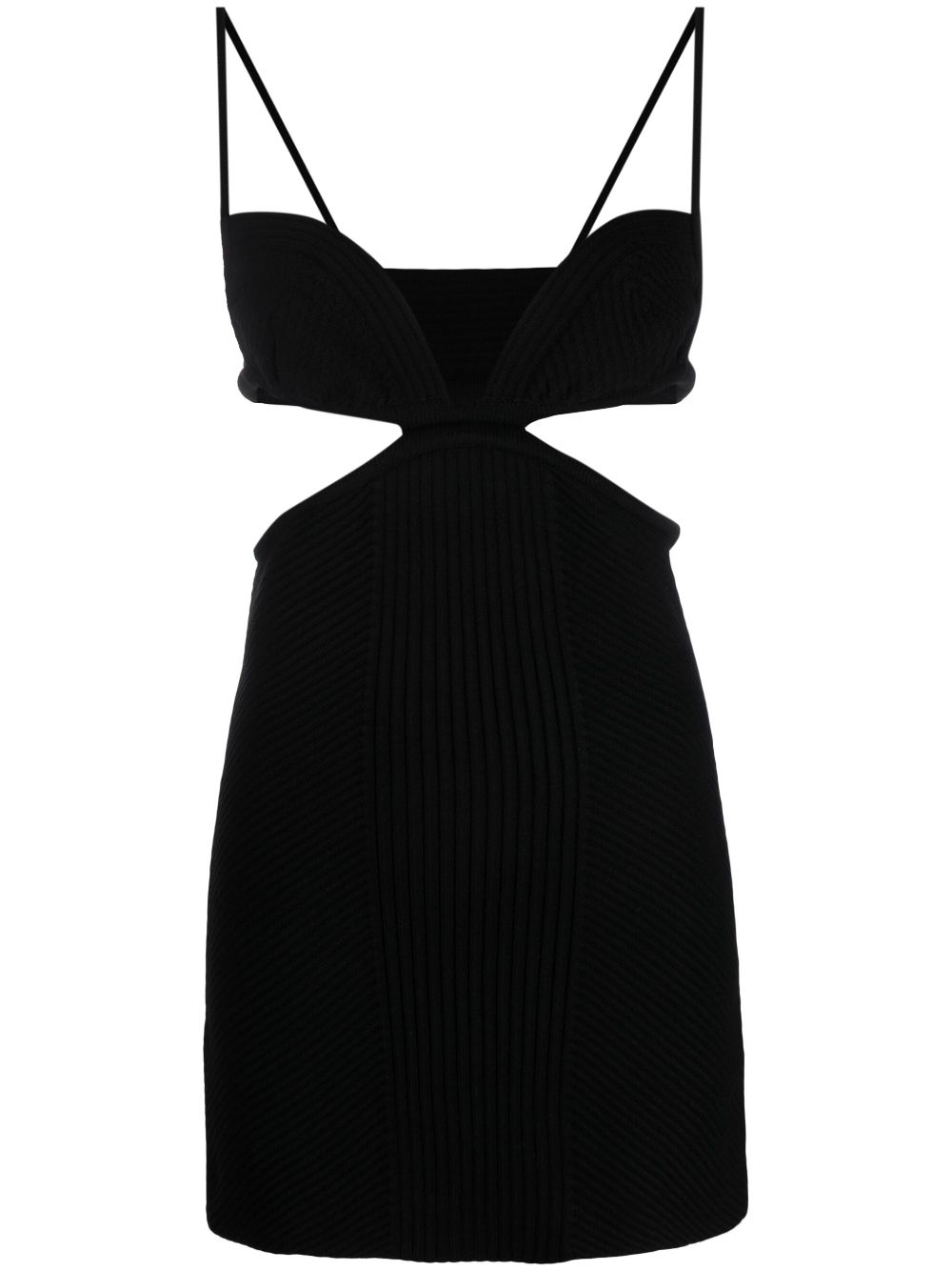 Shop Off-white Cut-out Ribbed-knit Minidress In Black