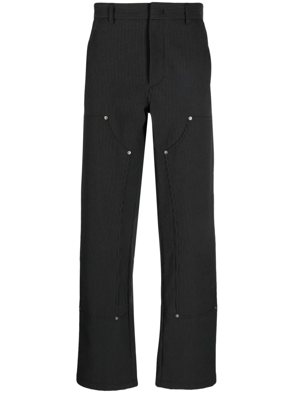424 stripe-pattern straight-leg trousers - Black