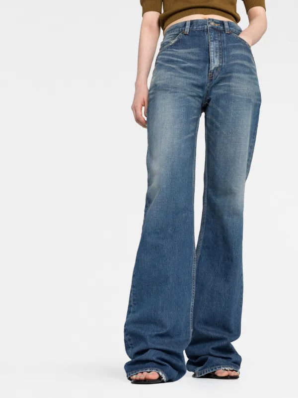 【関税＆送料込み】Saint Laurent Flare Denim Jeans Saint Laurent Flared high-rise Jeans | Blue | FARFETCH