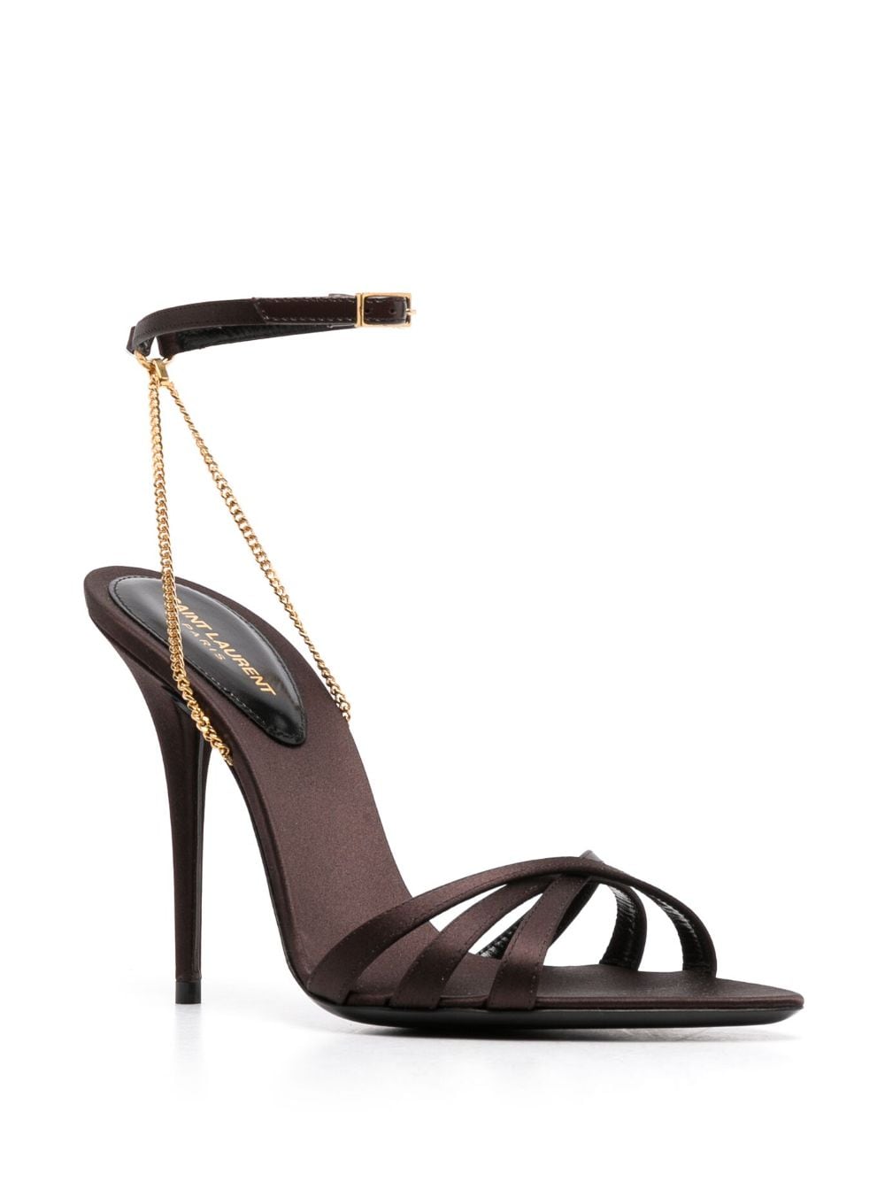 Saint Laurent Melody 115mm satijnen sandalen - Bruin