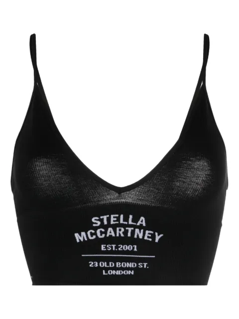 Stella McCartney brasier tejido de canalé con logo estampado