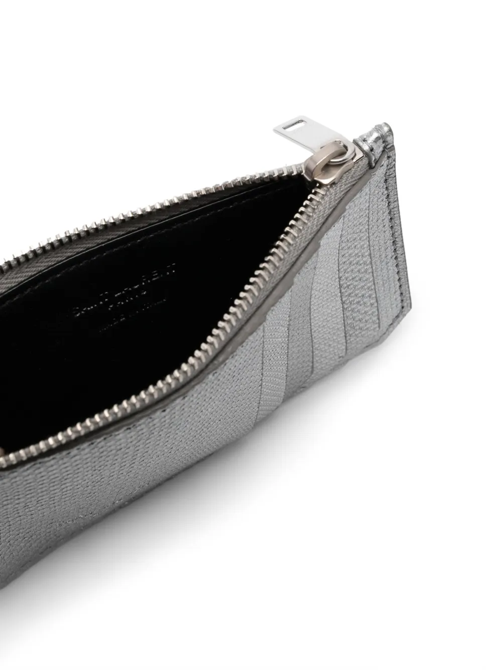 Shop Saint Laurent Metallic Leather Cardholder In Silber