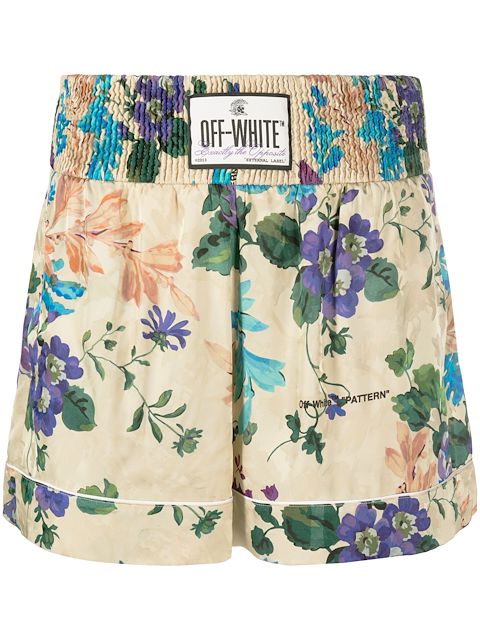 Off-White floral-print logo-patch shorts