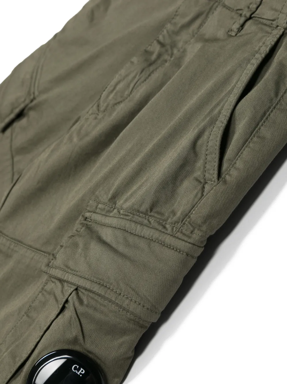 C.p. Company Logo-appliqué Straigth-leg Shorts In Green