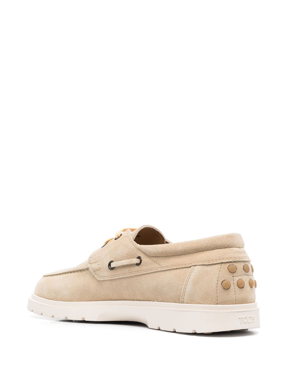 Shop Tod's Calf-suede Almond-toe Loafers In Nude